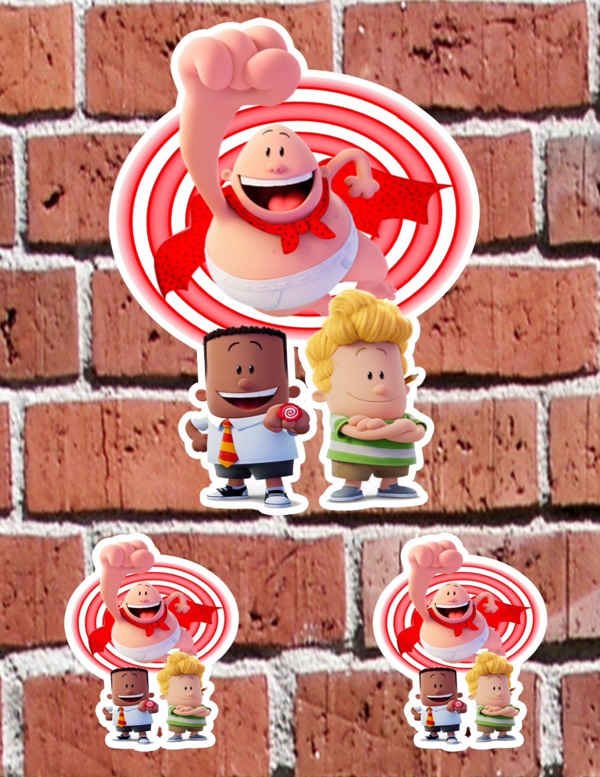 CAPTAIN UNDERPANTS SUPERHERO 7" and 3" DECAL STICKERS for HOME, SCHOOL, AUTO