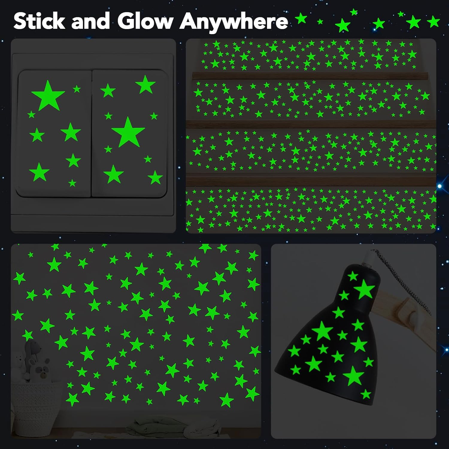 Glow in The Dark Star Stickers – 630 Pieces (4 Sizes) – Luminous Ceiling & Wa…