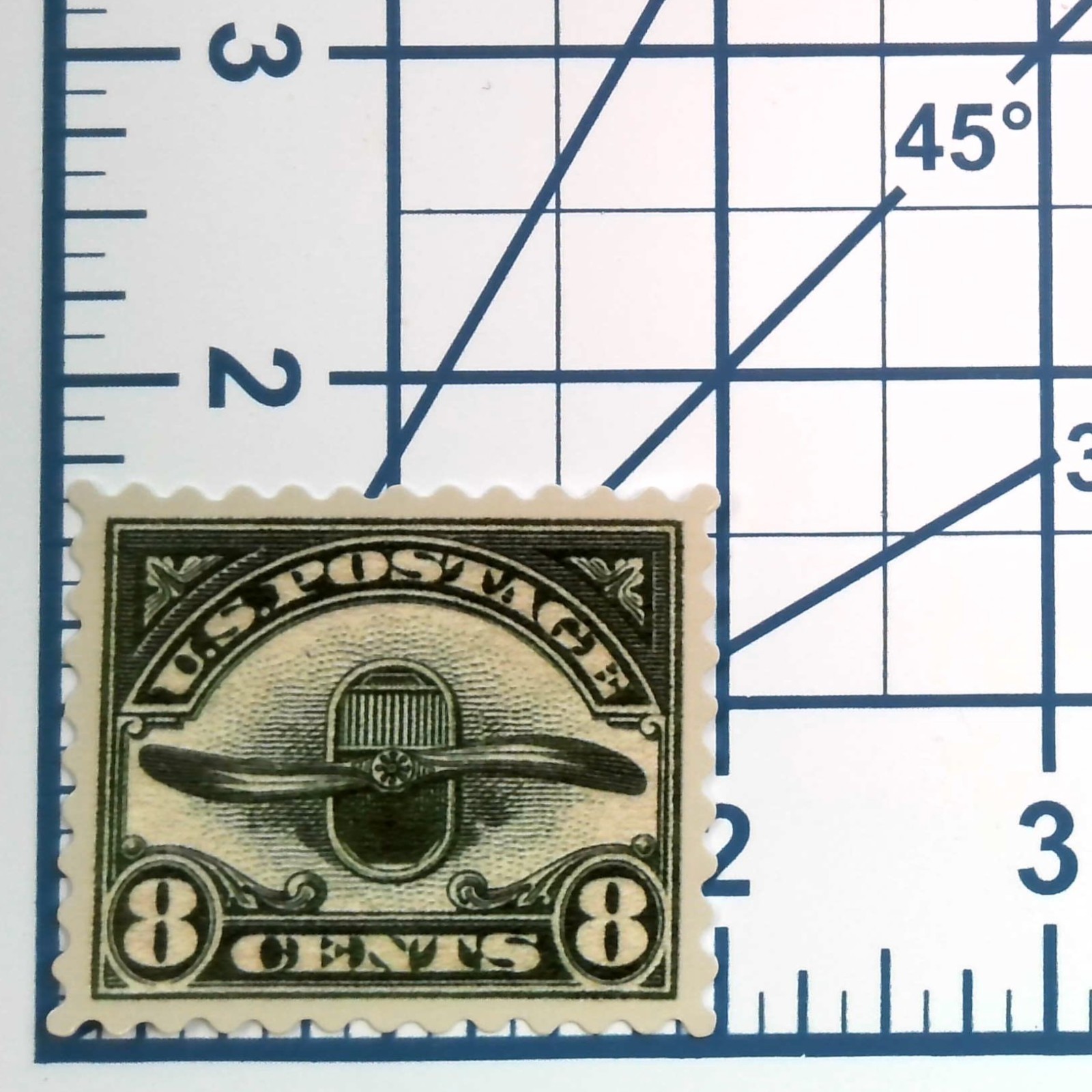 Vintage US Air Mail Postage Stamp Sticker 8 Cent Airplane Propeller Vinyl Decal