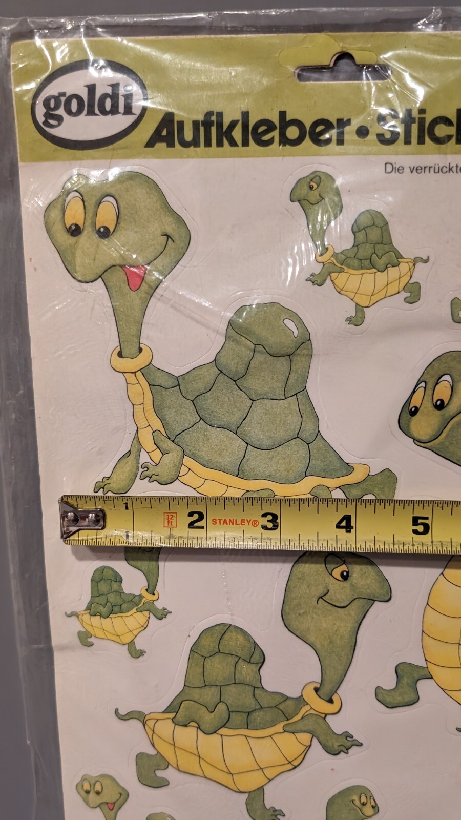 NOS Goldi Turtle Vinyl Stickers Aufkleber Made in Germany Vintage RARE 8 x 13