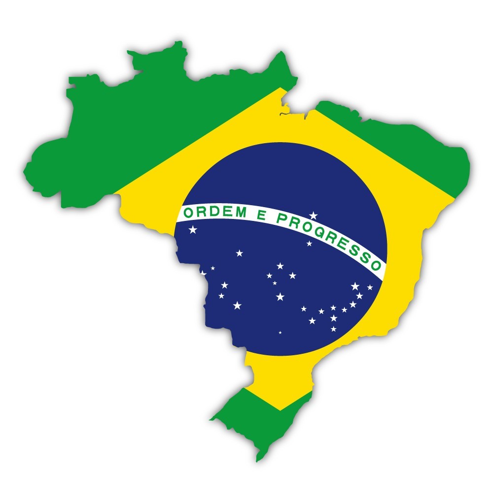 Brazil Country Shaped Flag Cut To Shape Vinyl Sticker