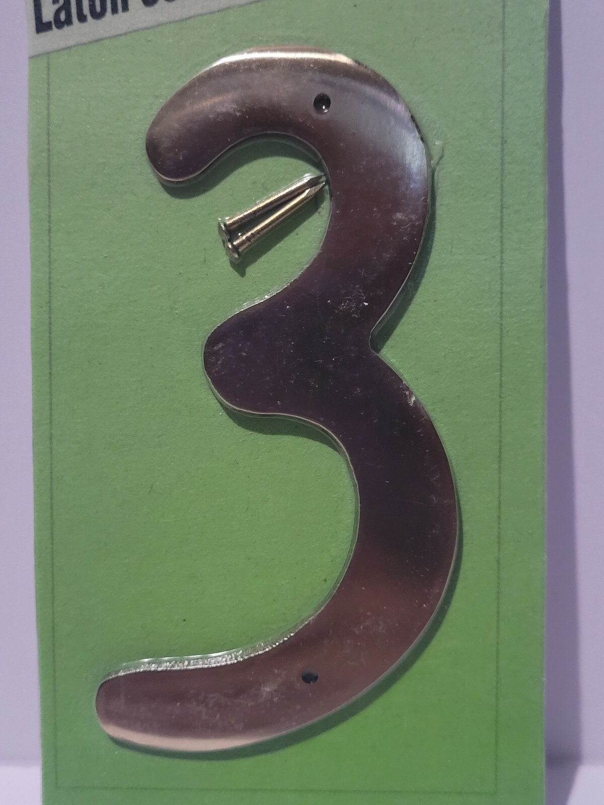 Solid Brass #3 House Number With Screws HY-KO Products new in packaging