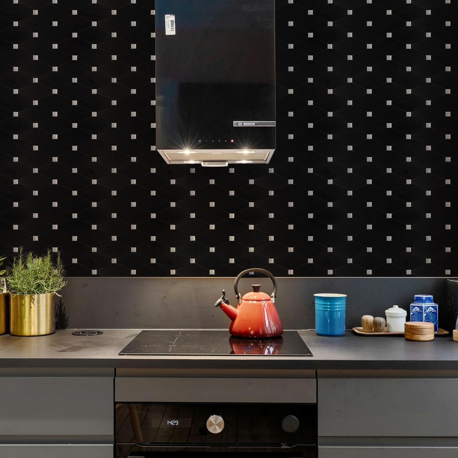 Peel And Stick Backsplash 10 Sheets Kitchen Mosaic Tile Sticker Black Brushed Al
