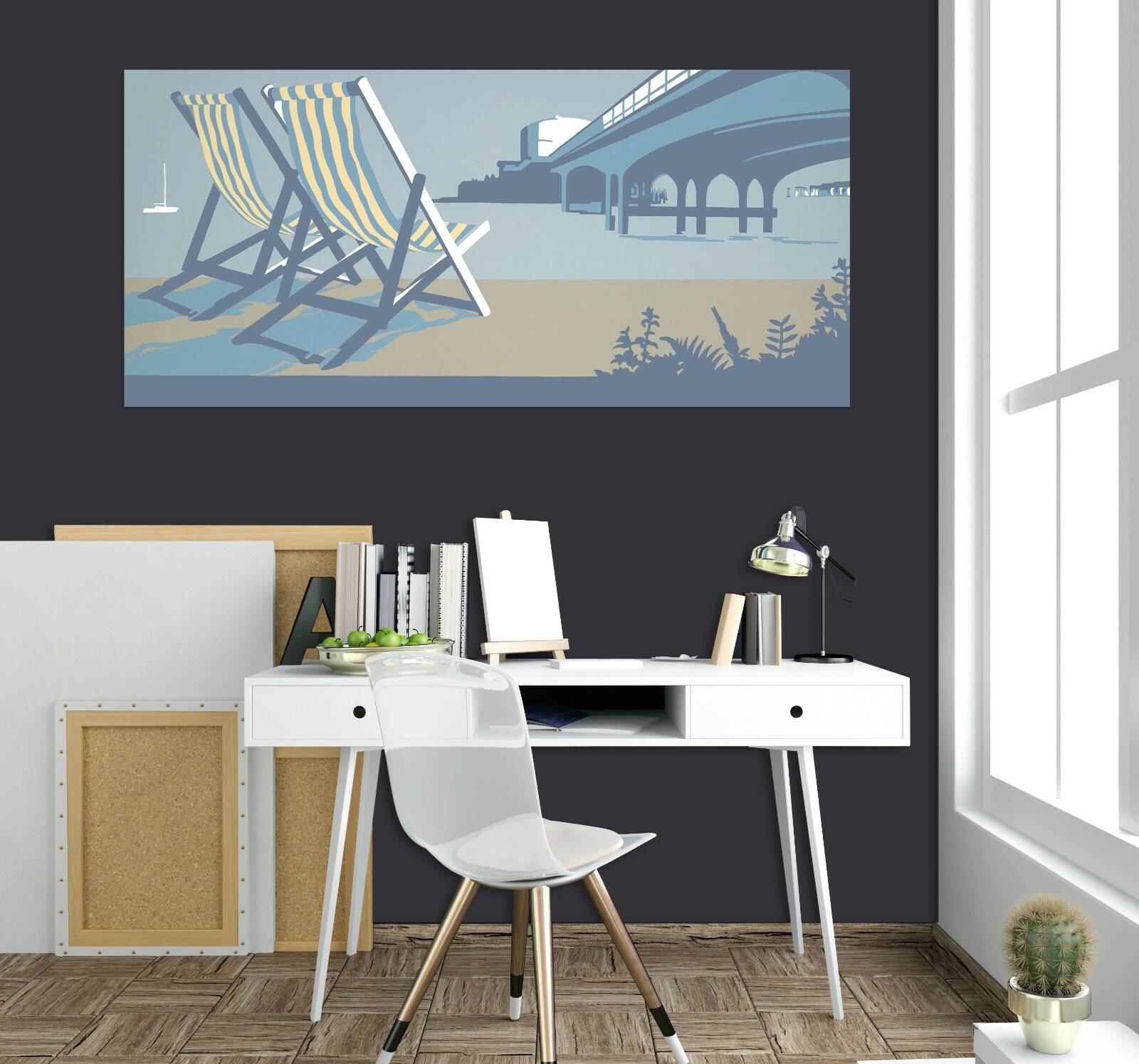 3D Pier Deckchairs ZHU001 Wall Stickers Wall Murals Wallpaper Steve Read Zoe