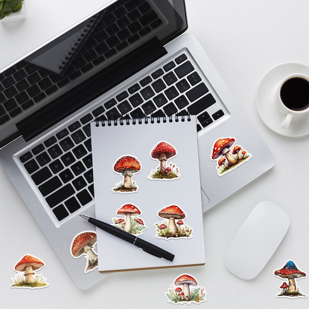 50 Pcs Stickers Vinyl Cute Mushroom Laptop Luggage Fridge Phone Car Water Bottle