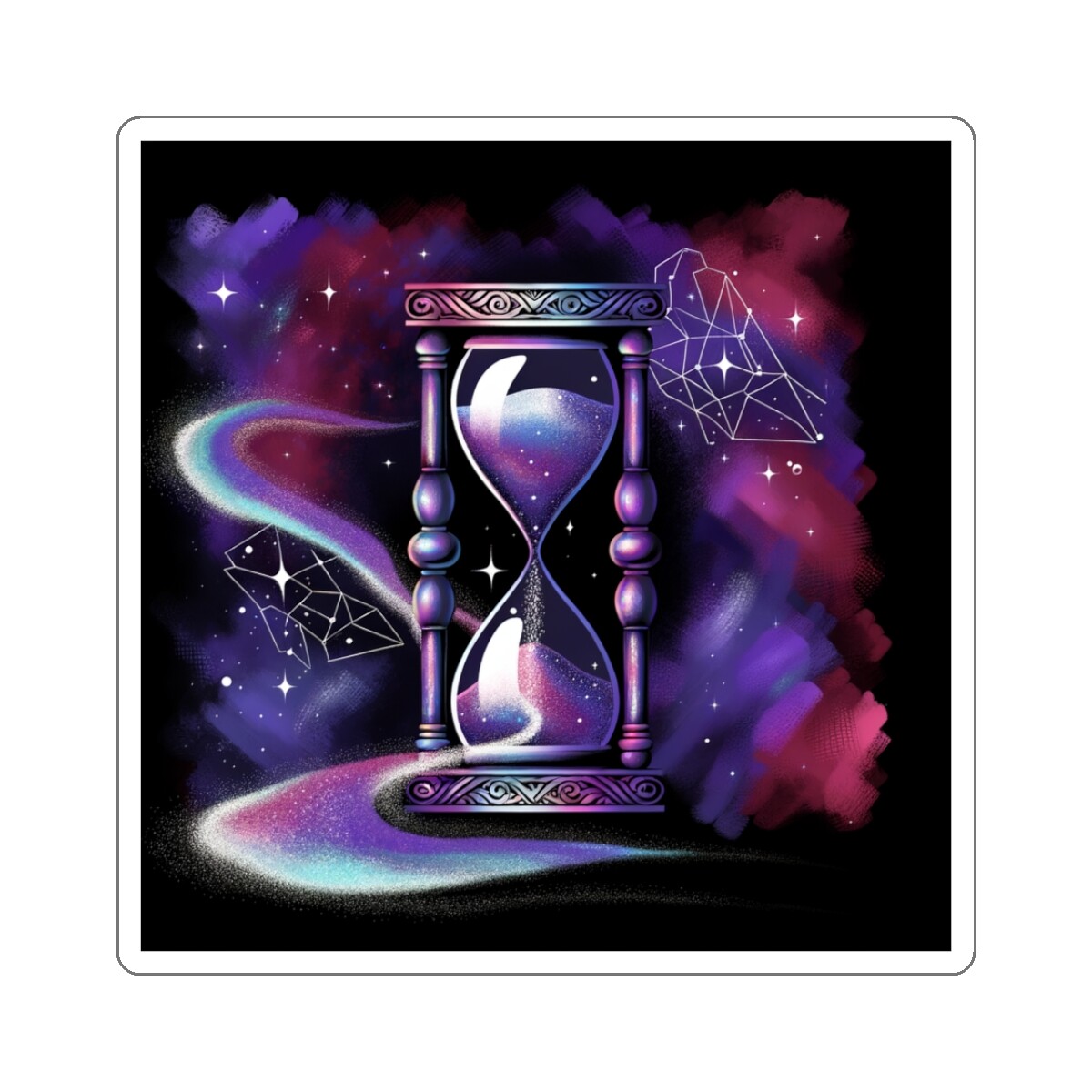 Sticker Cosmic Hourglass Art Print Vibrant Colors 2×2 3×3 4×4 6×6