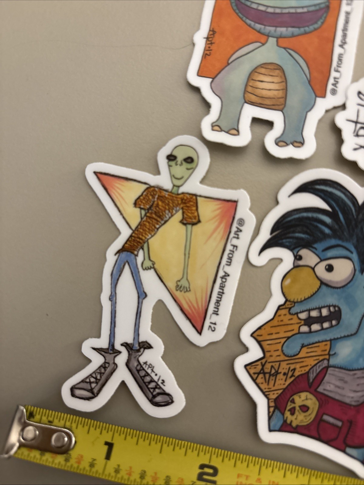 5 Pc – Blue Aliens (Stickers/Decal Dishwasher Safe) Comic Art Alien Creature