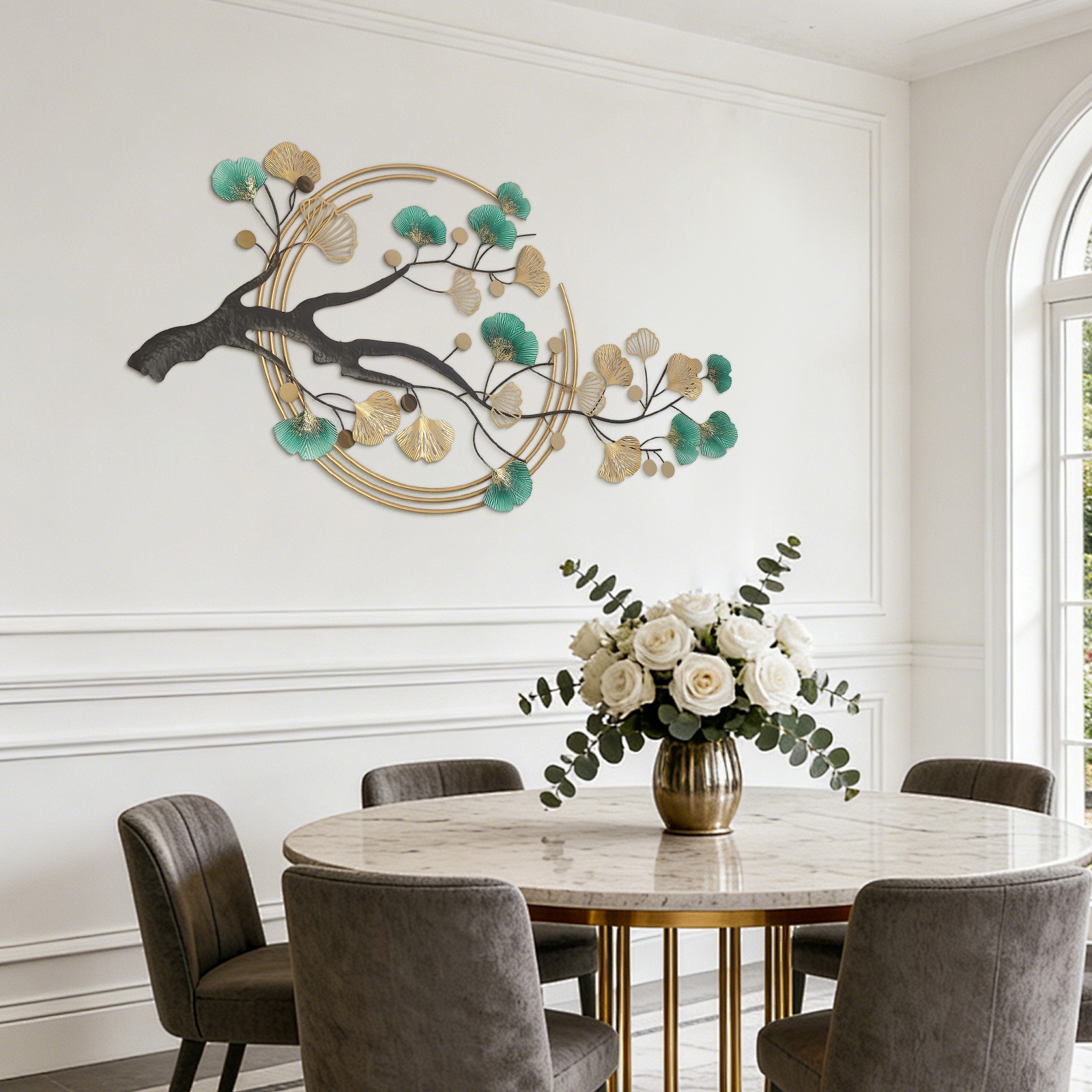 Metal Wall-mounted Home Decoration Art Creative Ginkgo Decor For Living Room