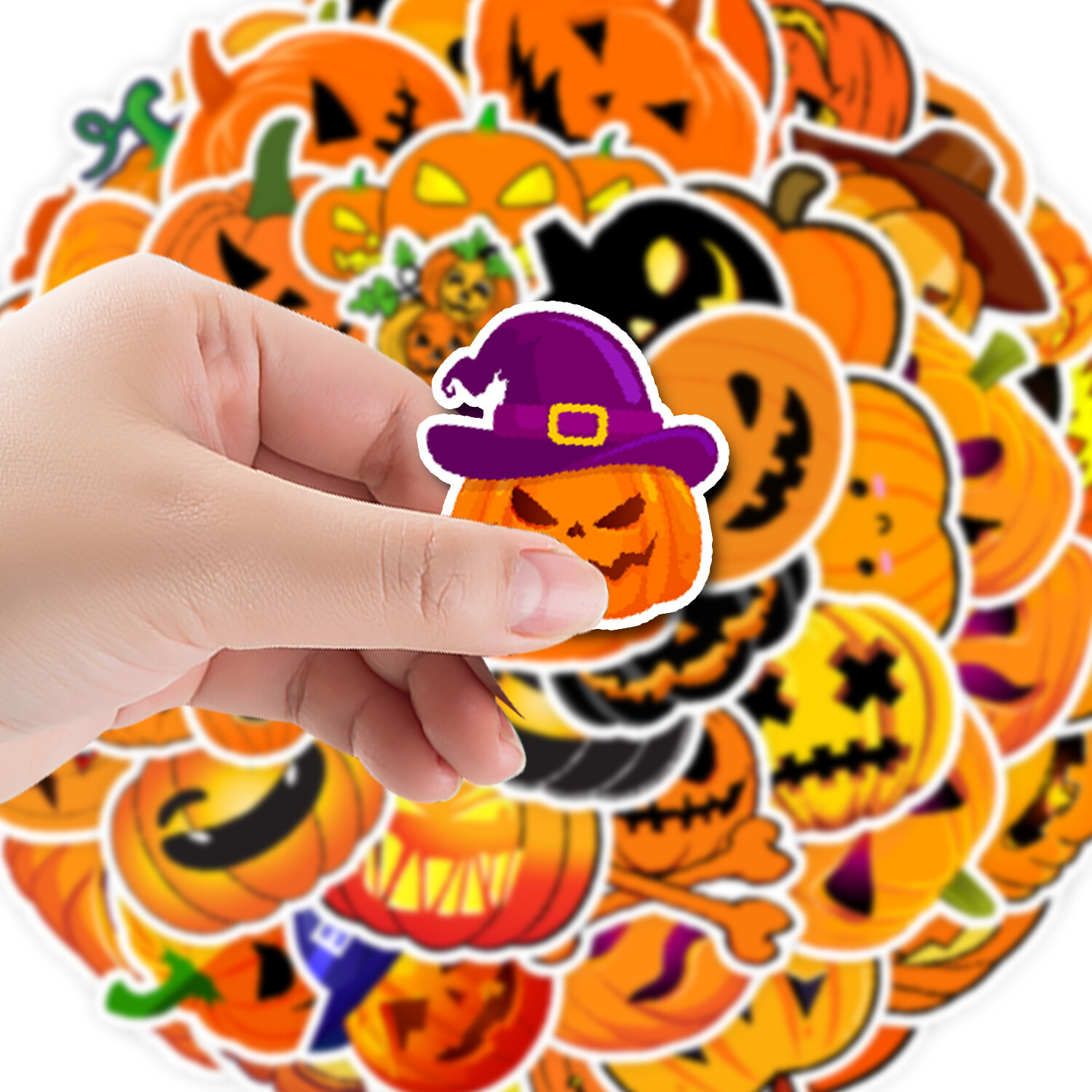 50 Pcs Stickers Halloween Pumpkin Laptop Luggage Skateboard Car Graffiti Vinyl
