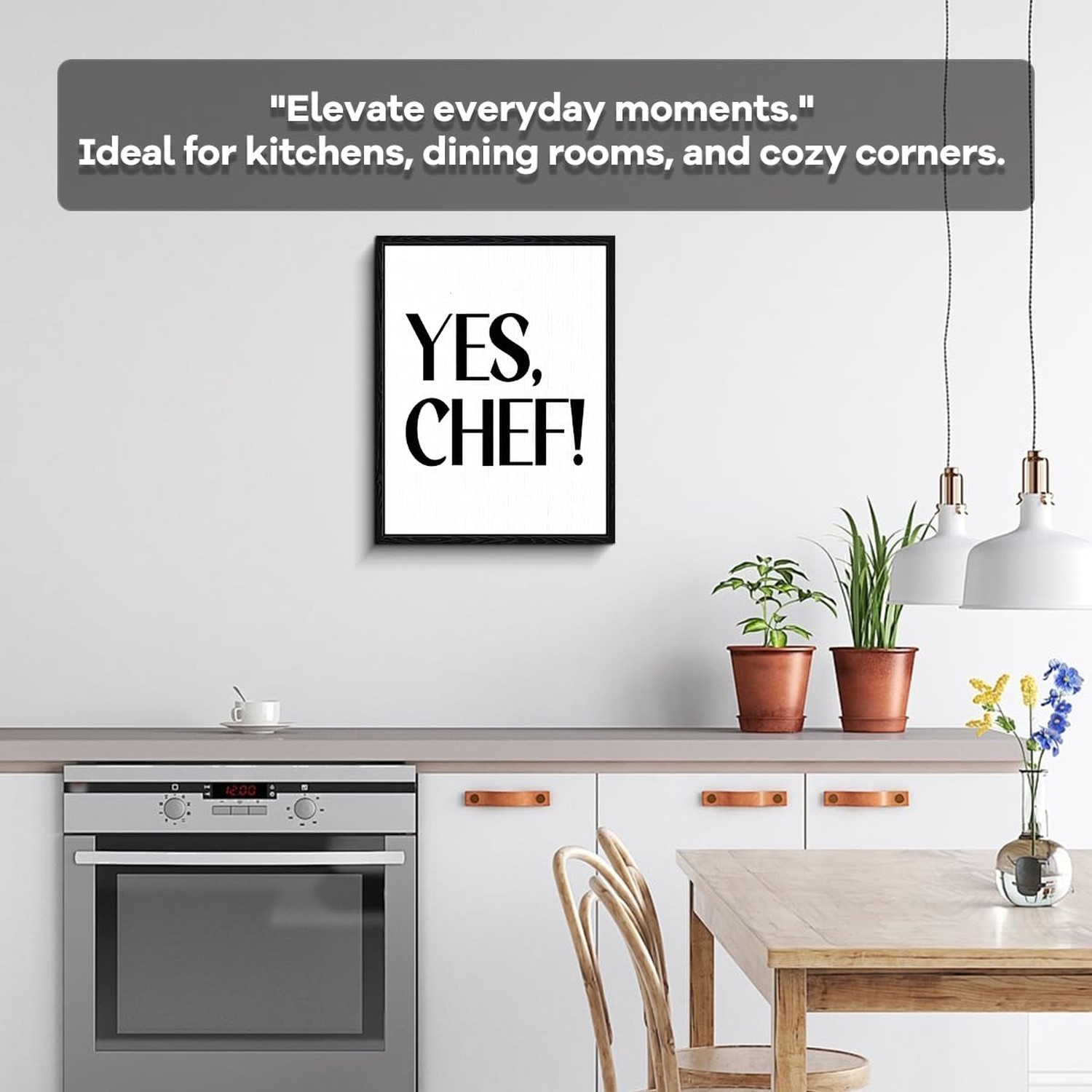 Yes Chef Quote Wall Art, yes chef message, minimalist wall decor, ready to ha…