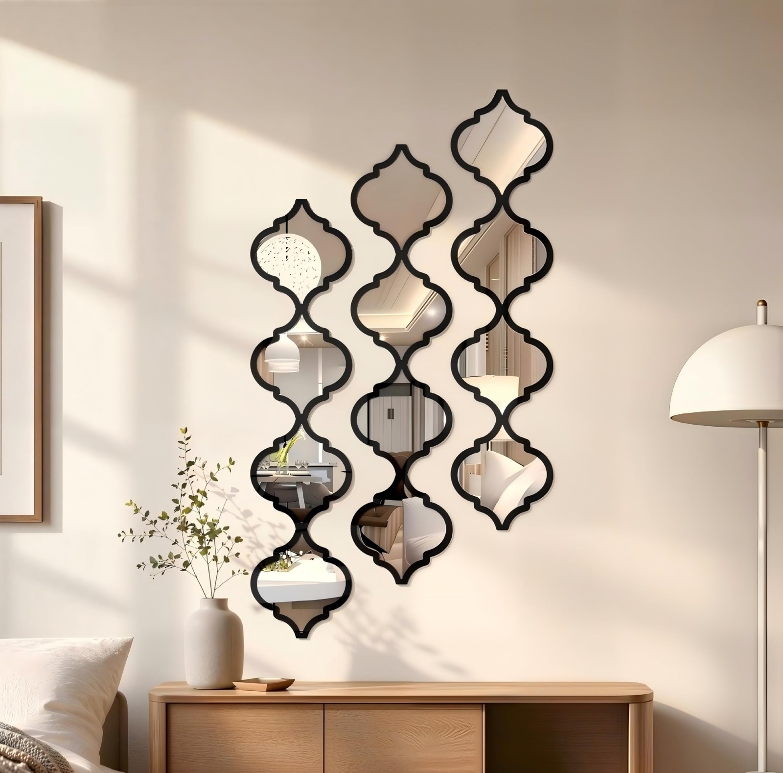 12Pcs Acrylic Mirrors for Wall Decor – DIY -Adhesive Decorative Mirror Tiles,…