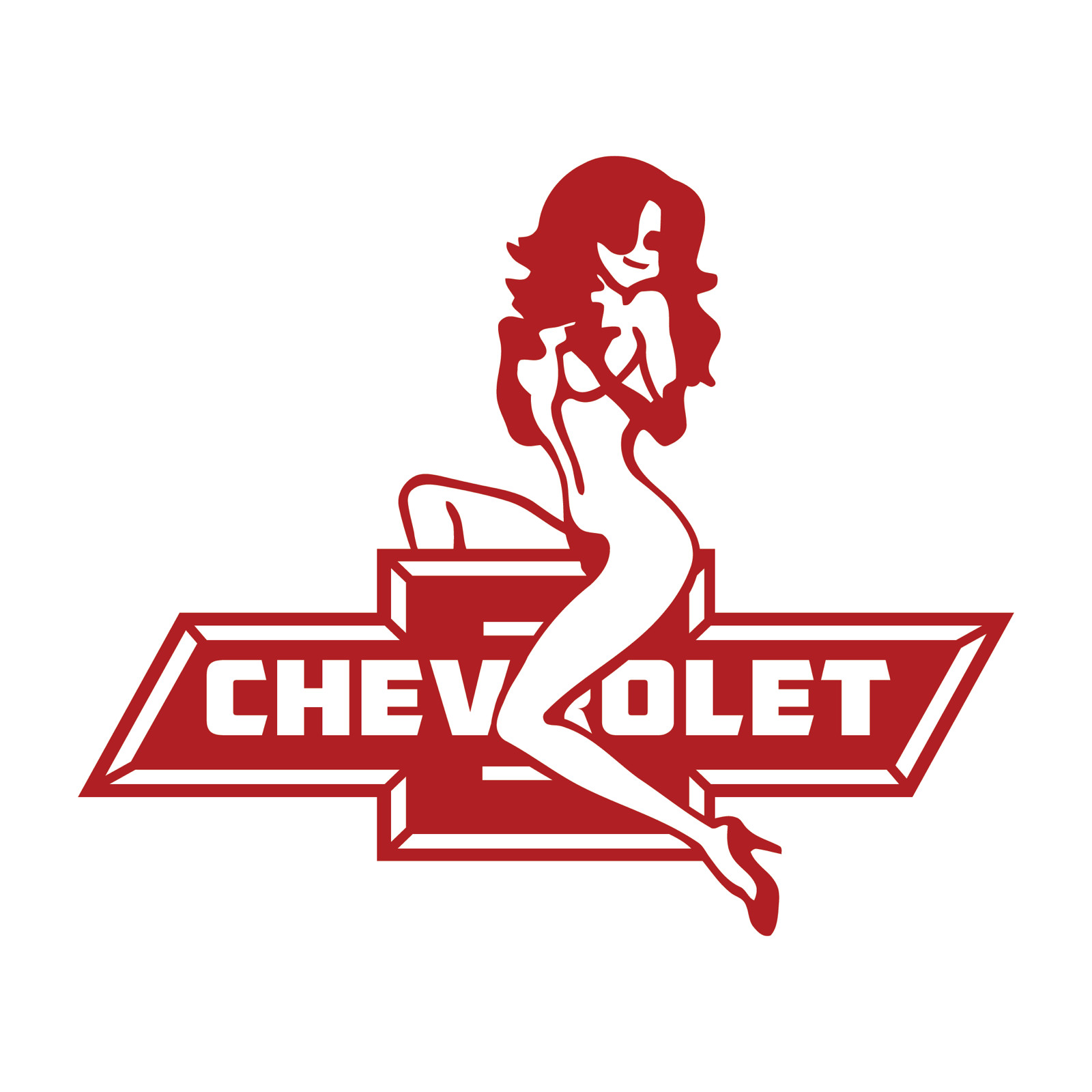 Chevy Chevrolet Bowtie With Sexy Girl Logo die cut decal Made in USA 6+yr