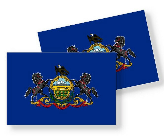 Pennsylvania State Flag – Set of 4 Vinyl Stickers / Vinyl Decals Various Sizes