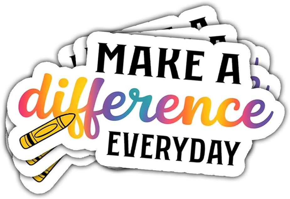 3Pcs Make A Difference Every Day Sticker Funny Teacher Gift for Teachers Crayon
