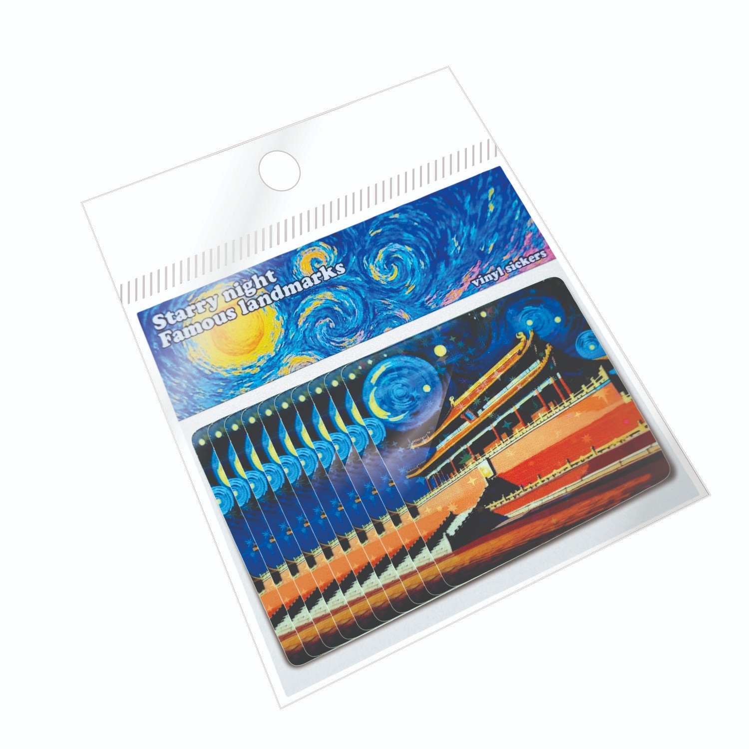 Starry Night at the Forbidden City Beijing China Vinyl Stickers !! Van Gogh