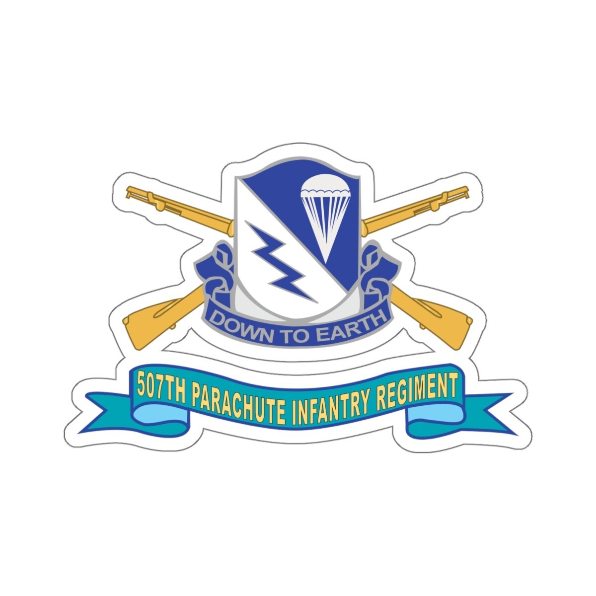 Kiss-Cut Stickers – 507th Parachute Infantry Regiment – DUI w Br – Ribbon X 300