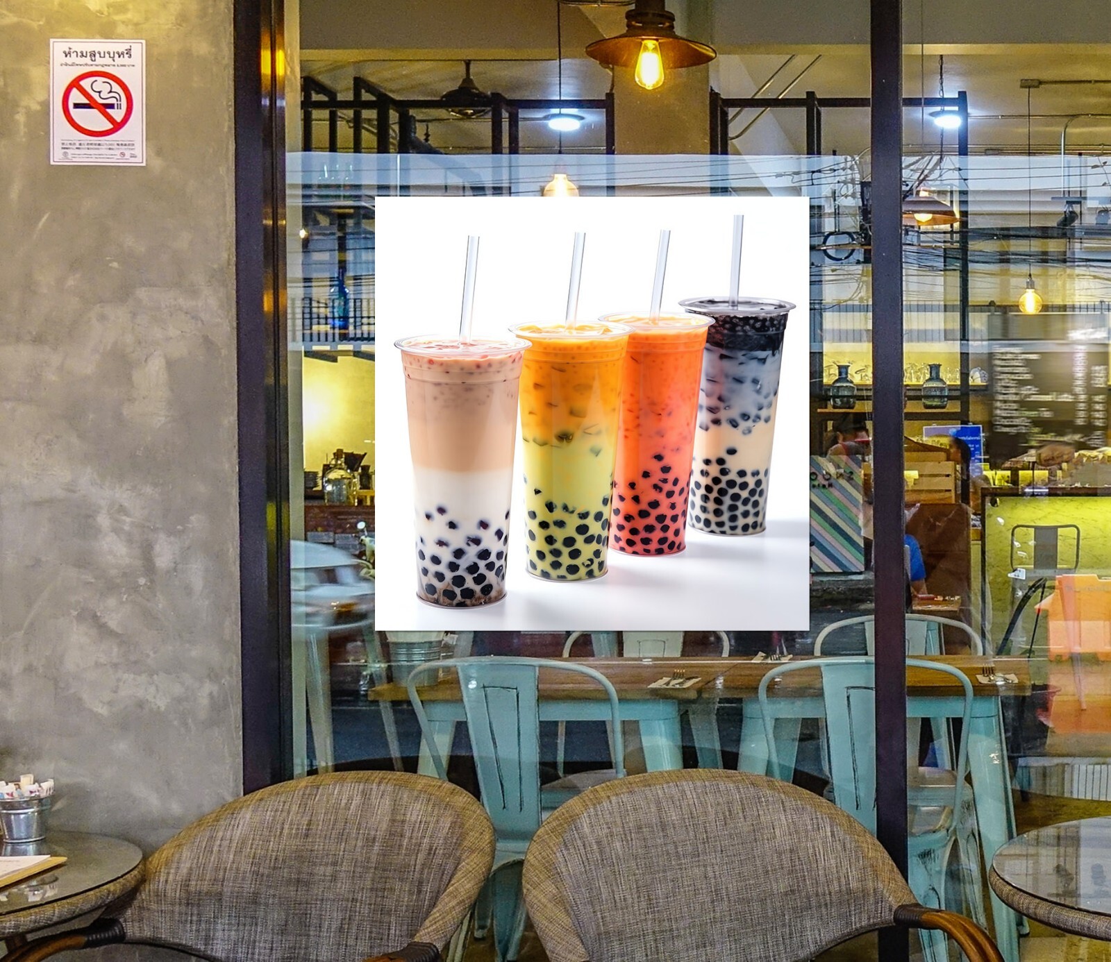 3D Bubble Tea A425 Pearl Tea Shop Window Stickers Vinyl Wallpaper Murals Amy