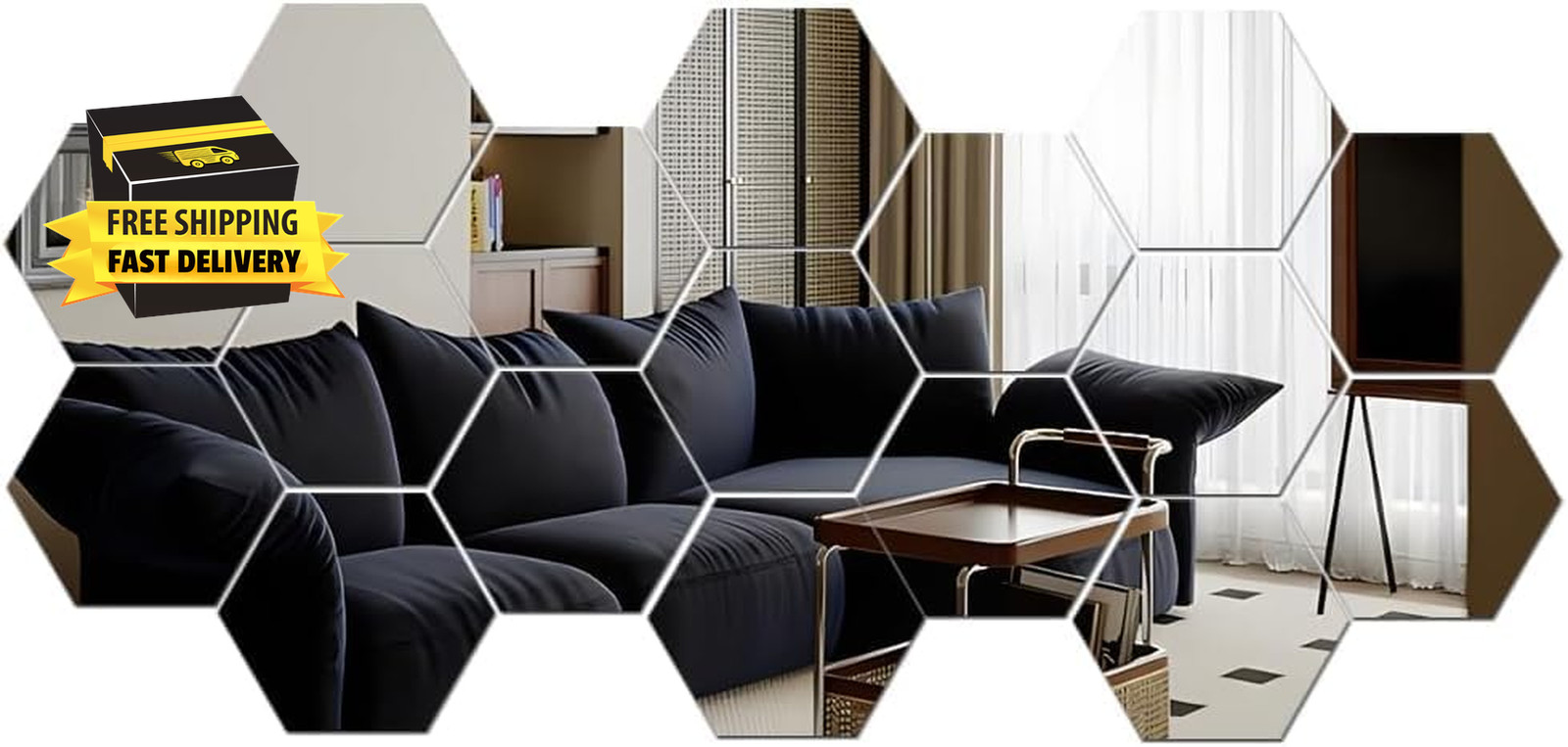 Mirror Wall Stickers – 12PCS Hexagon Art DIY Decorative Acrylic Sheet Plastic Ti