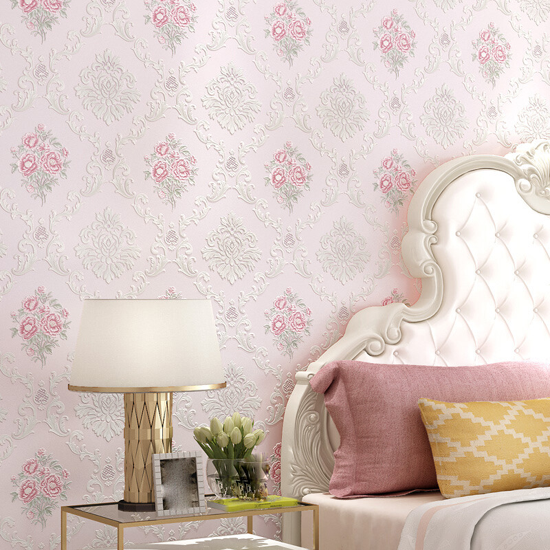 Wallpapers Embossed Textured Self-adhesive Wall Stickers Decal Floral DIY Modern