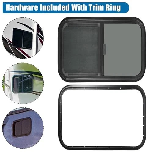 Horizontal RV Windows- 24" W x 20" H – Tinted Sliding RV Window with Net