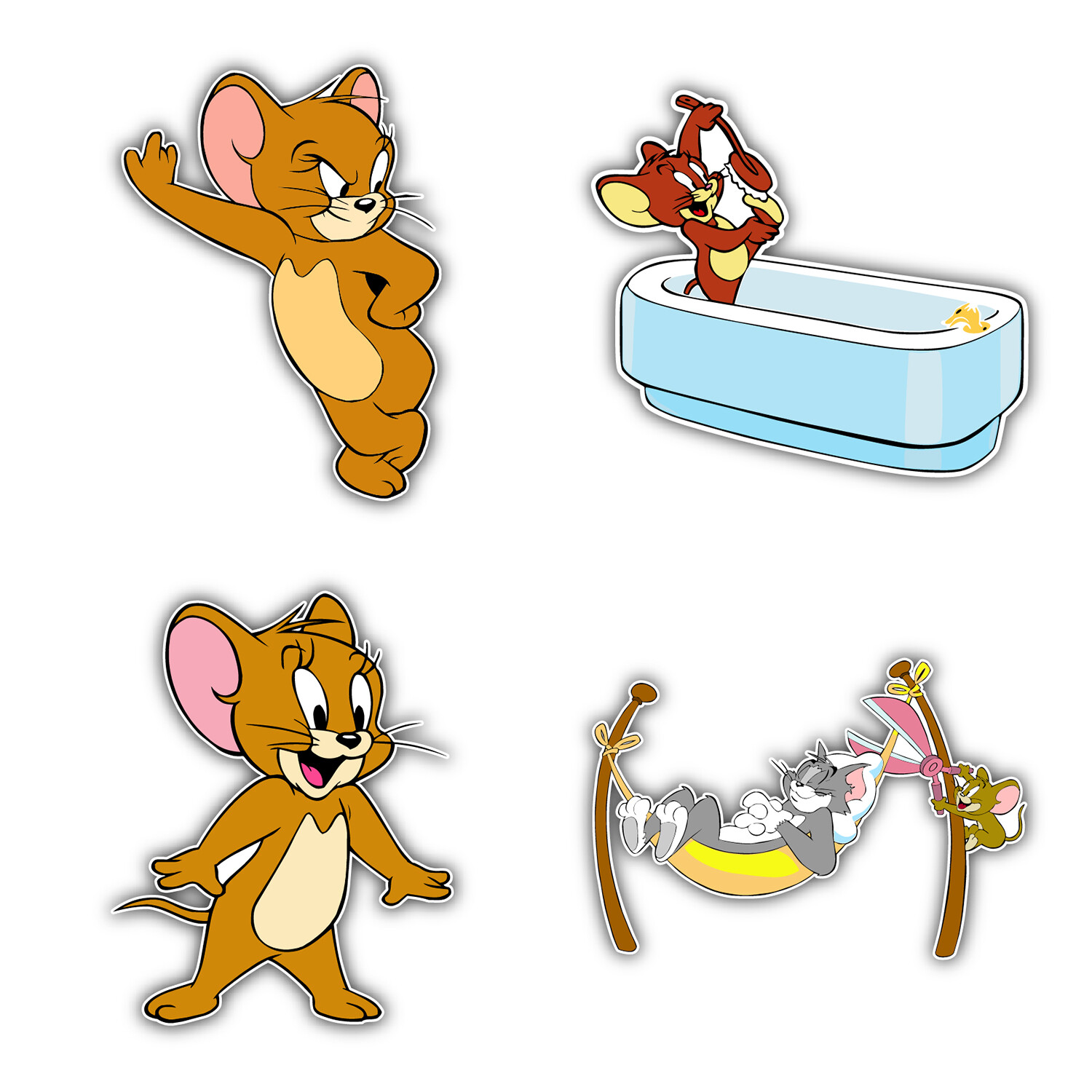 Tom And Jerry Cartoon Set Of 4 Vinyl Sticker Decal – 5" longer side ID:2