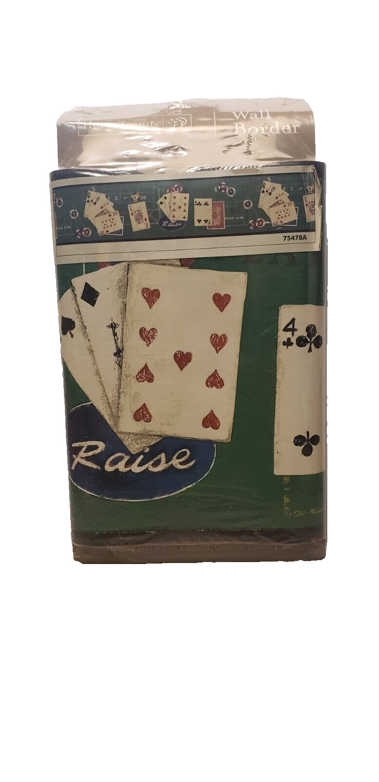 POKER WALL BORDER HOME TRENDS GAME ROOM PLAYING CARDS DECOR.~NEW~OLD STOCK 2008