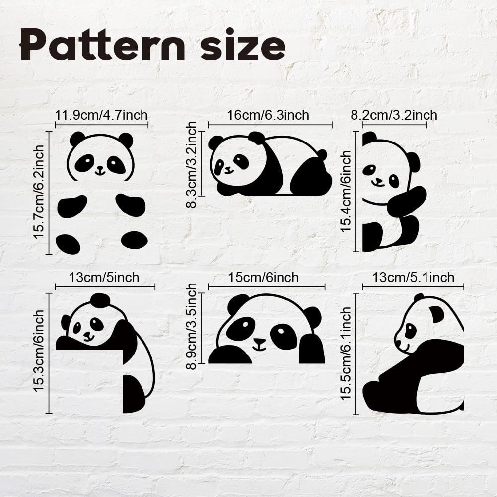 6Pcs Cute Panda Light Switch Stickers, 7X7 Inch Cartoon Pandas Wall Sticker Ligh