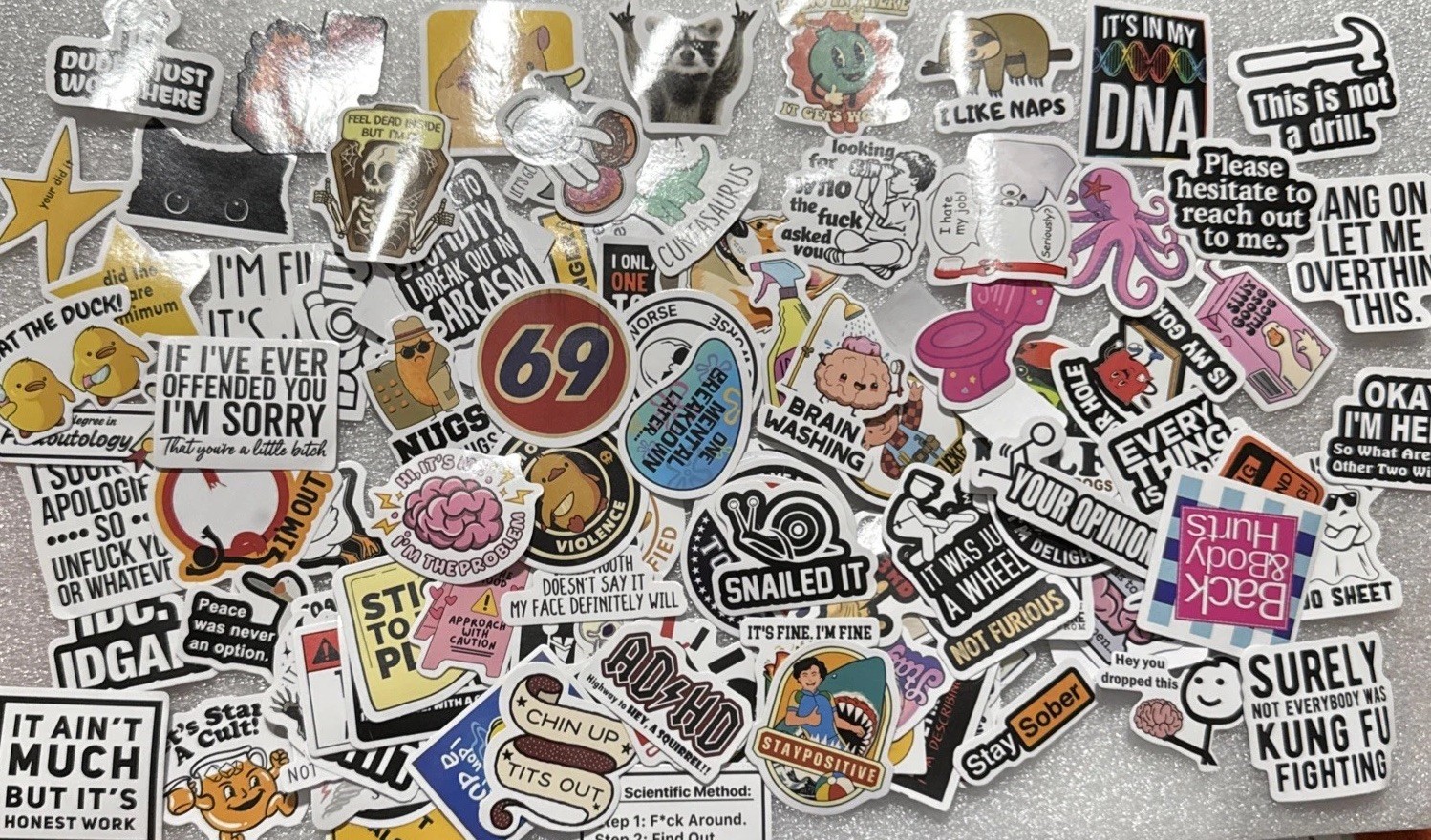 130 Pcs Funny Saying Stickers for Adults Quote Water Bottles Stickers Bumper Wal