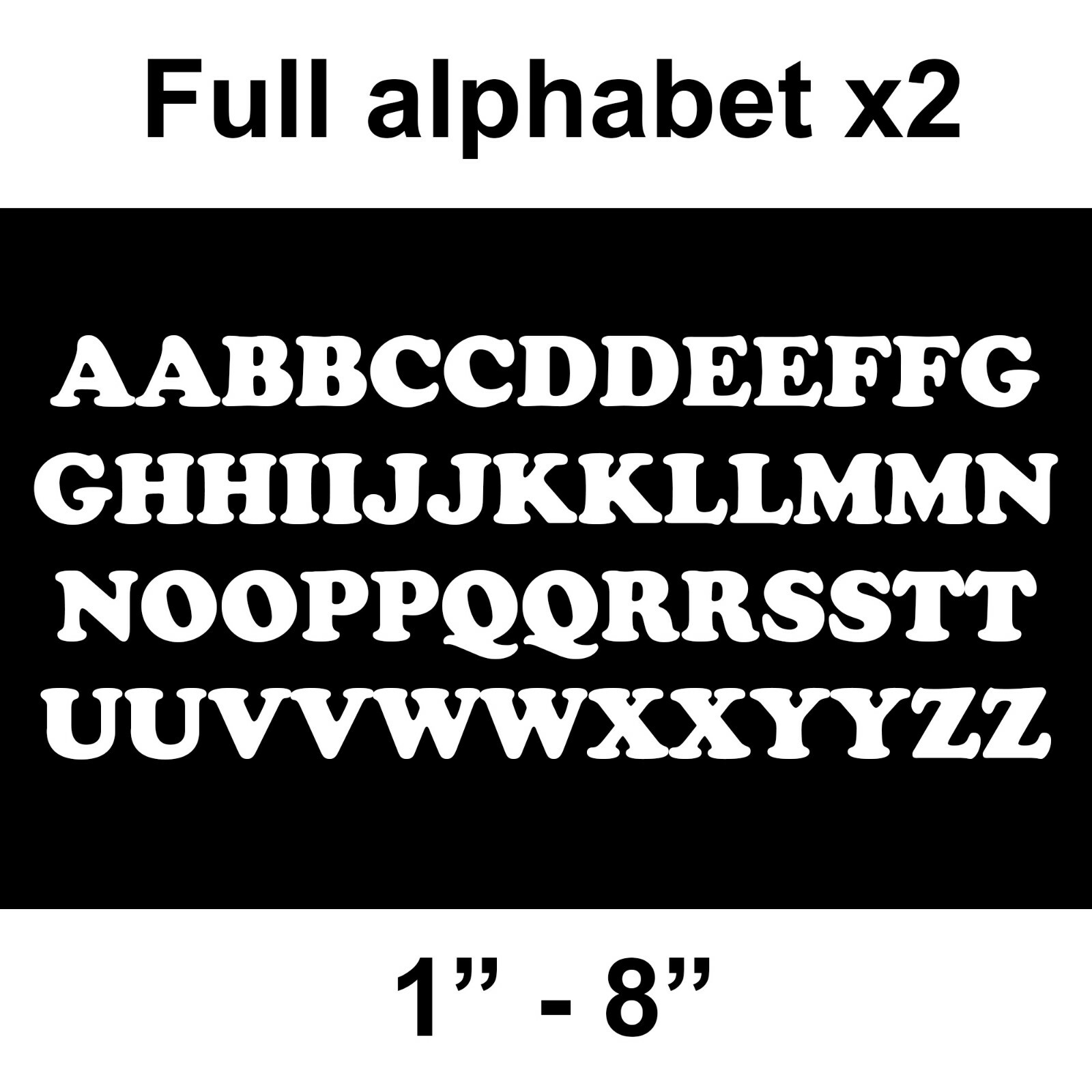 Alphabet Letters A-Z set of 2 Vinyl Sticker Decals 52 total cooper