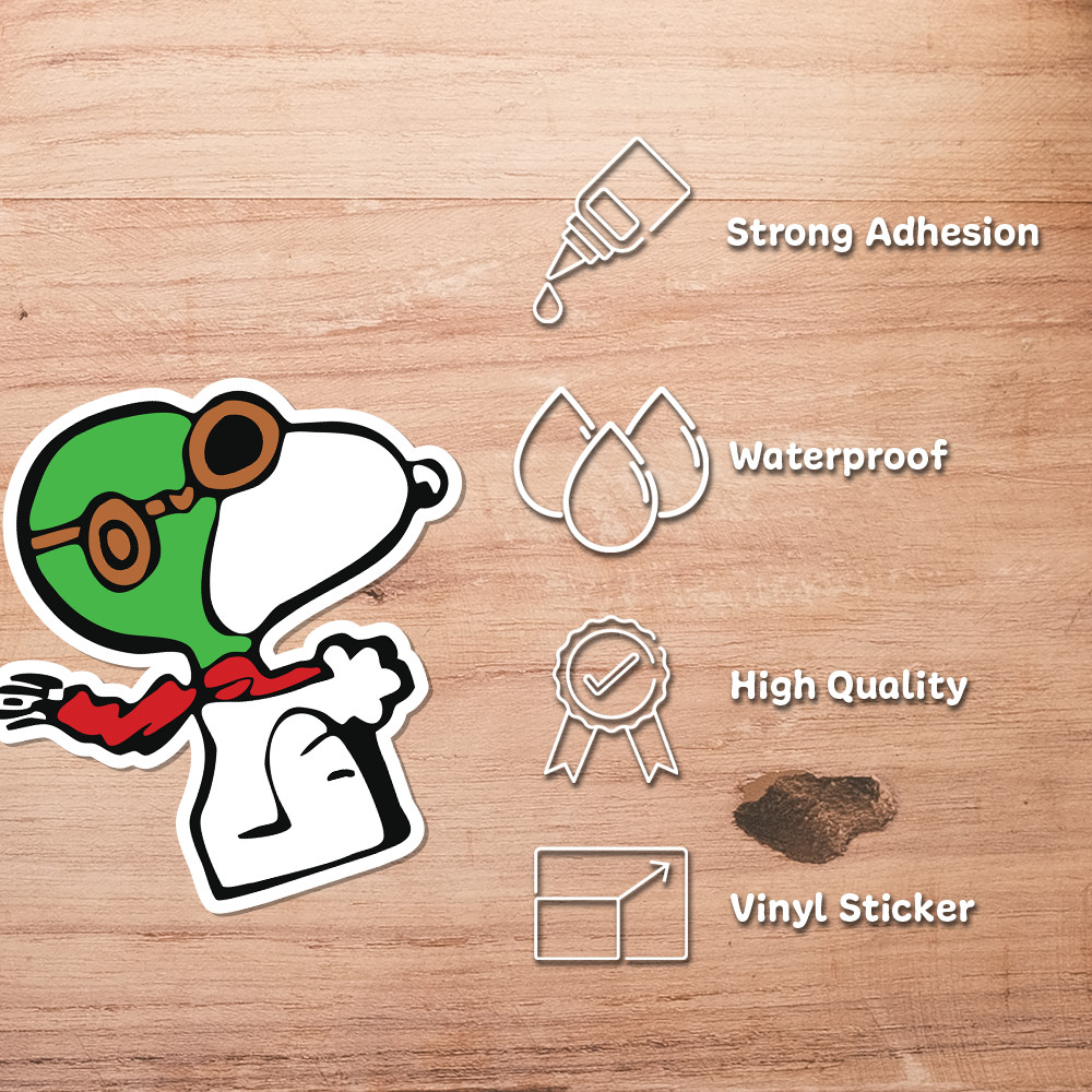 Snoopy Flying Ace Vinyl Sticker Decal Peanuts for Laptop Car Window Water Bottle