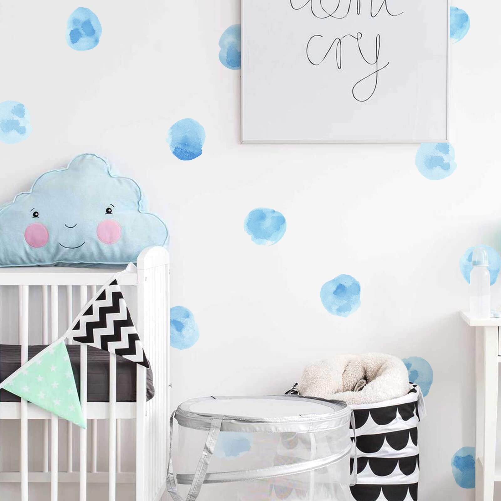 ROFARSO 120 Decals 2.2" Sky Blue Watercolor Polka Dots Wall Decals Stickers …
