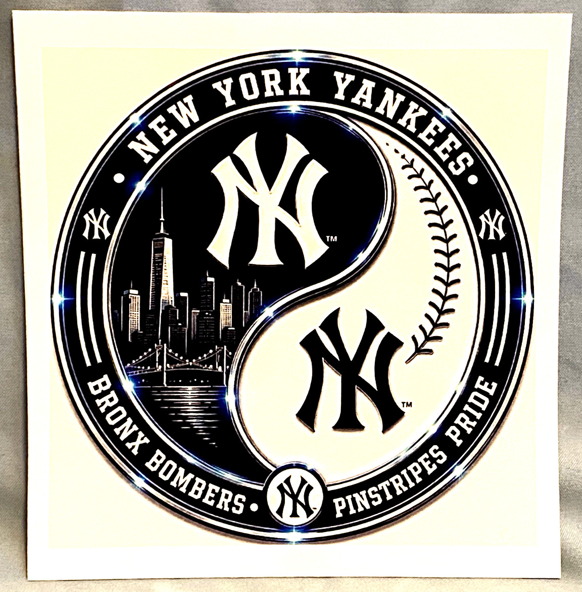 NEW YORK YANKEES Yin Yang *NEW* 4" x 4" Sticker