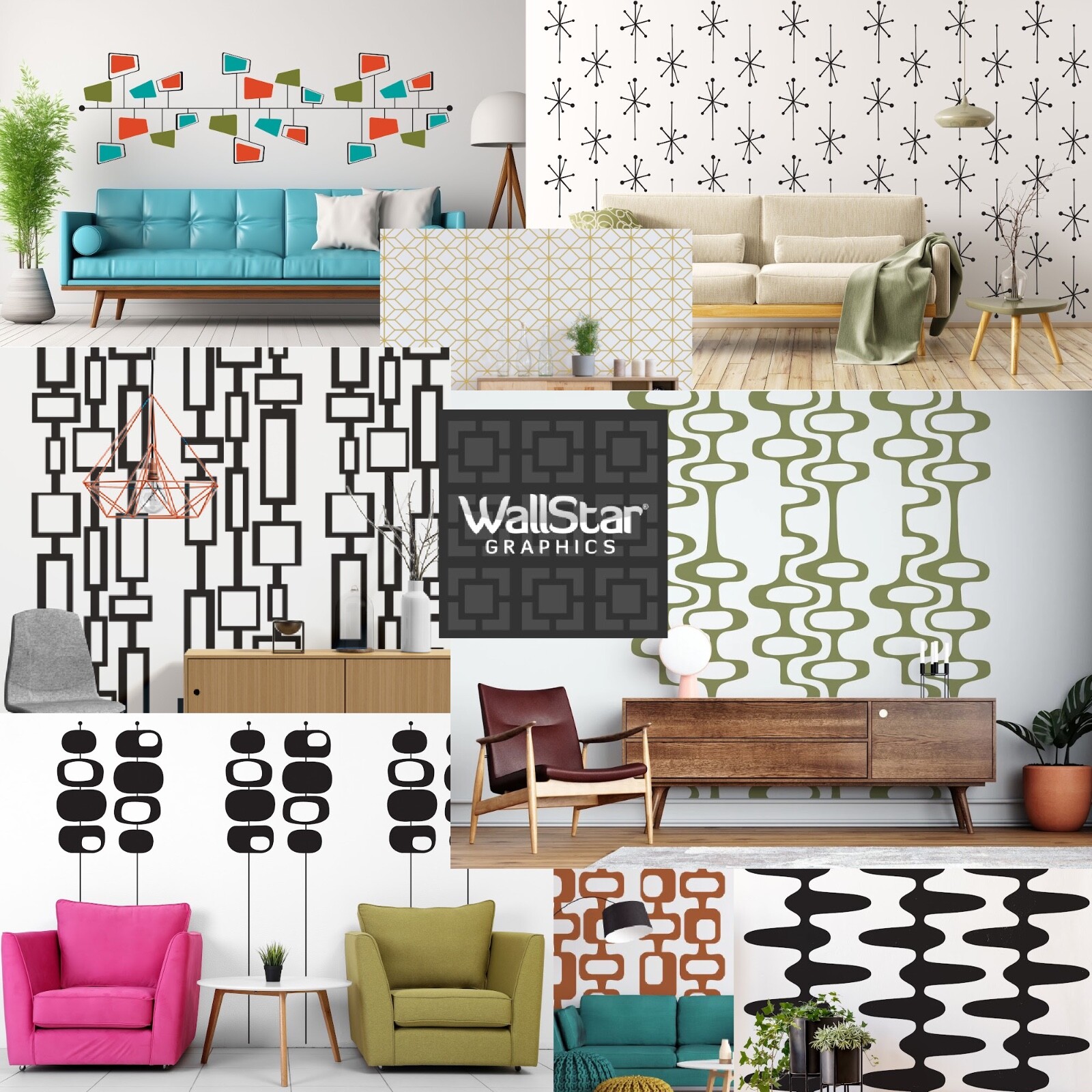 Mid Century Decal, Atomic Star Decal, Atomic Starburst, Atomic Star Wall Decal