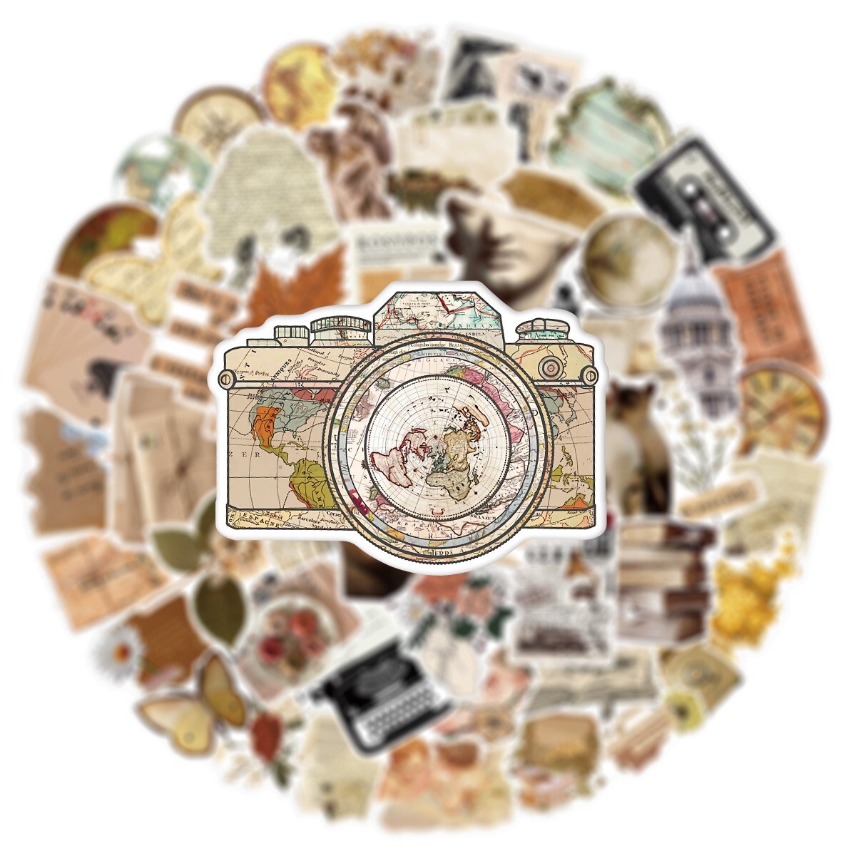 200pcs Retro Cottagecore Vintage STICKER PACK，#201206226251