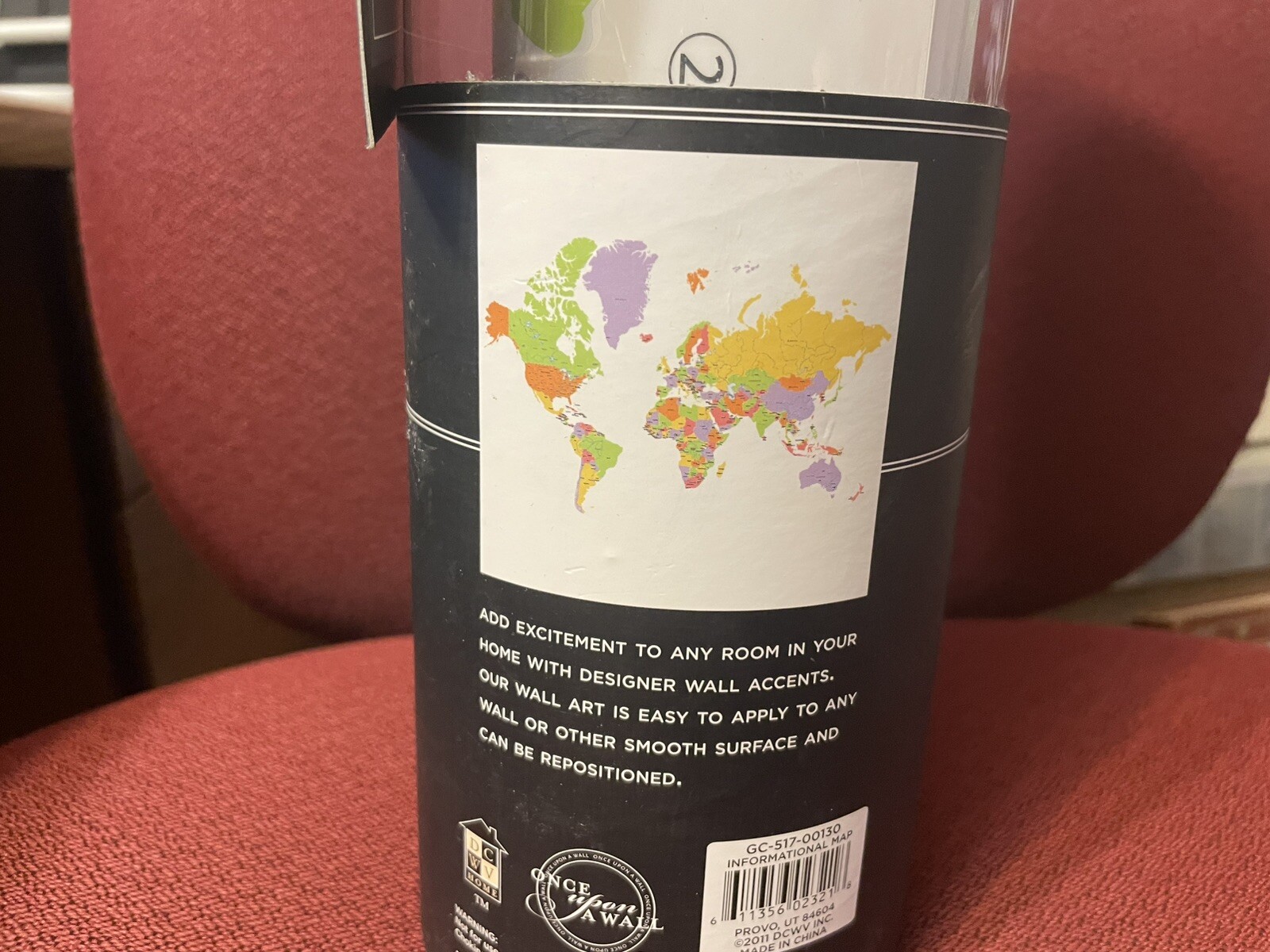 World Map Wall Accents Decal, Multi Colored 23.62 x 12.59 in. in 3 sheets. NWT