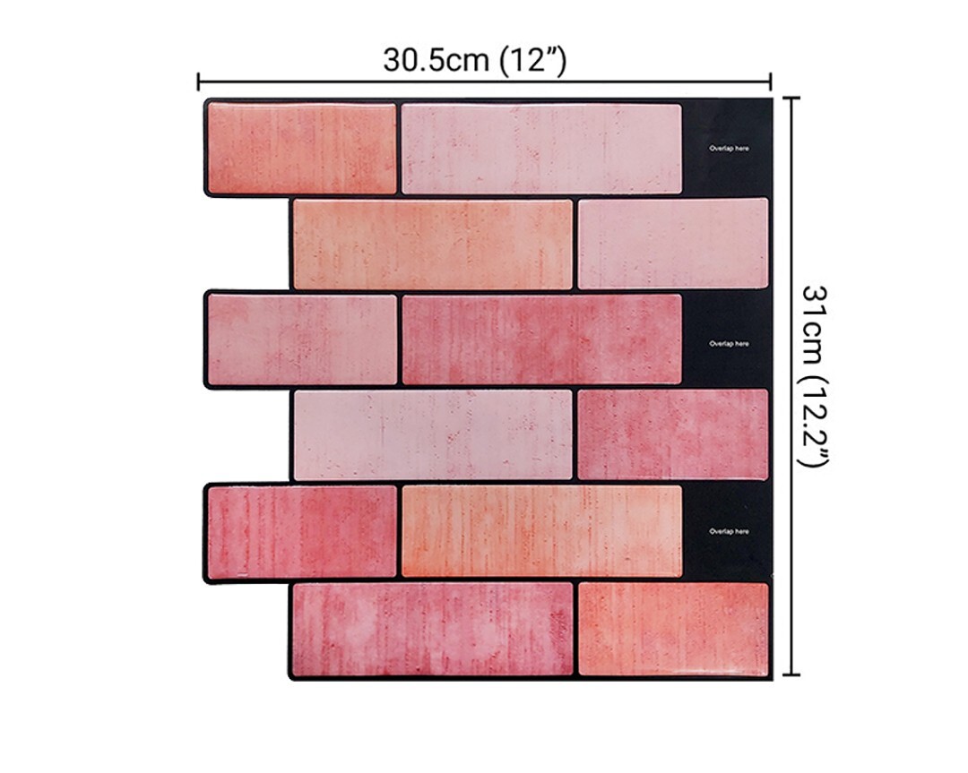 Pink Pastel Subway Textured Peel And Stick Self Adhesive Wall Tile- Style 69