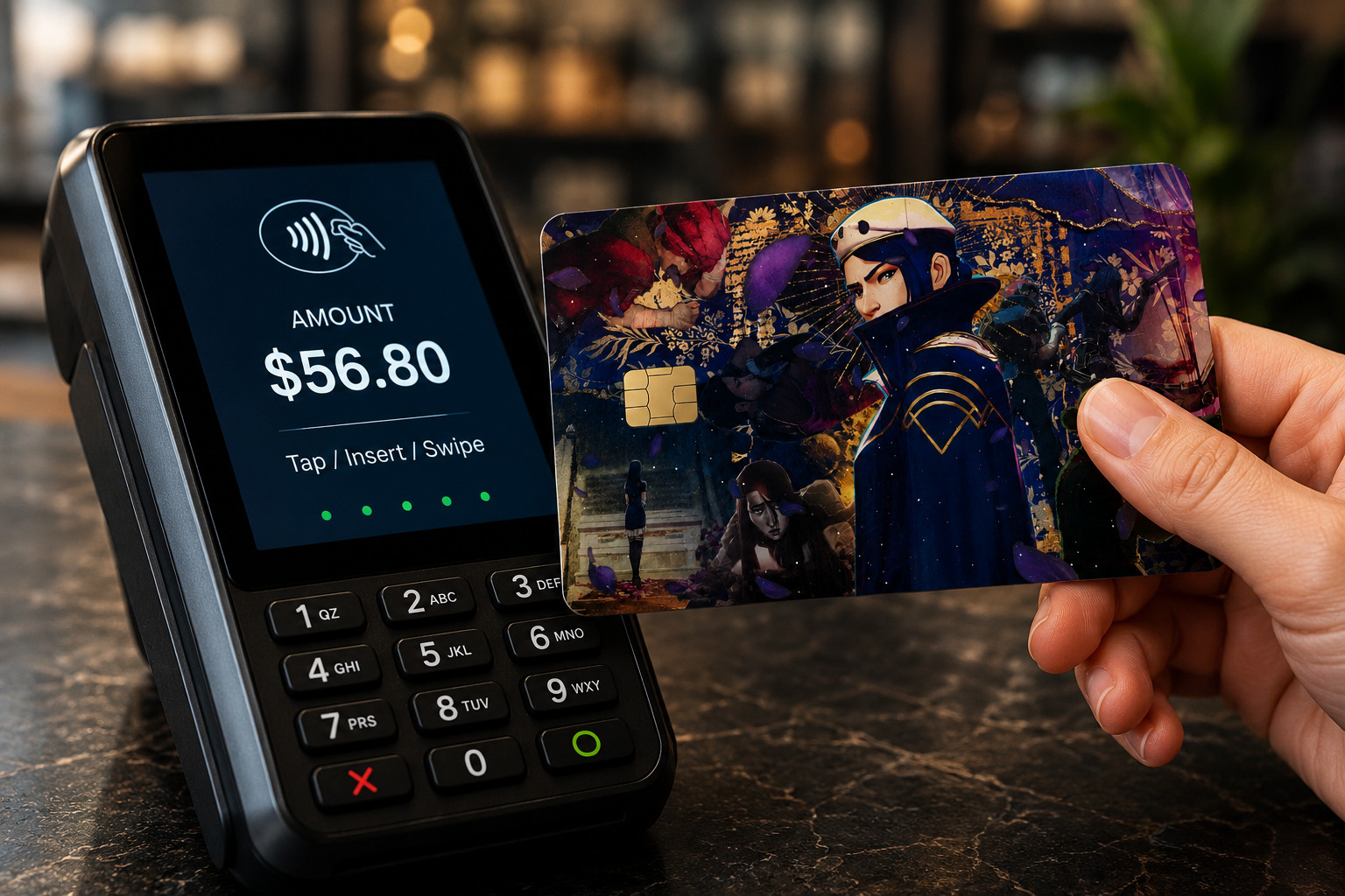 Tapestry of Cmdr. Caitlyn League of Legends Debit Card Credit Card Skin Sticker