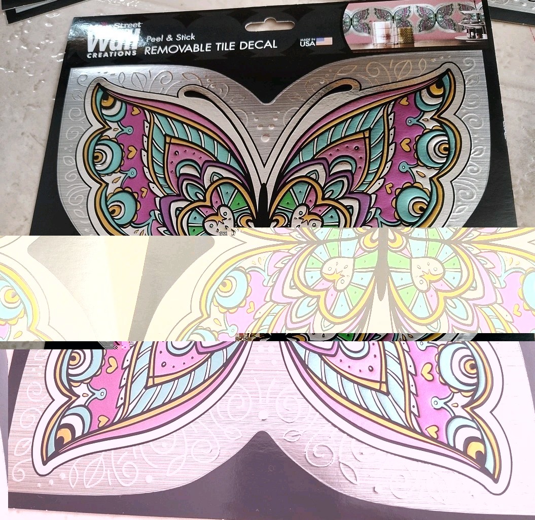 Main Street Butterfly Peel and Stick Tile Decals – Lot of 12