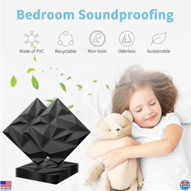 20 Pack 3D Wall Panels Black PVC Art for Living Room Bedroom Gaming Decor 11.8"