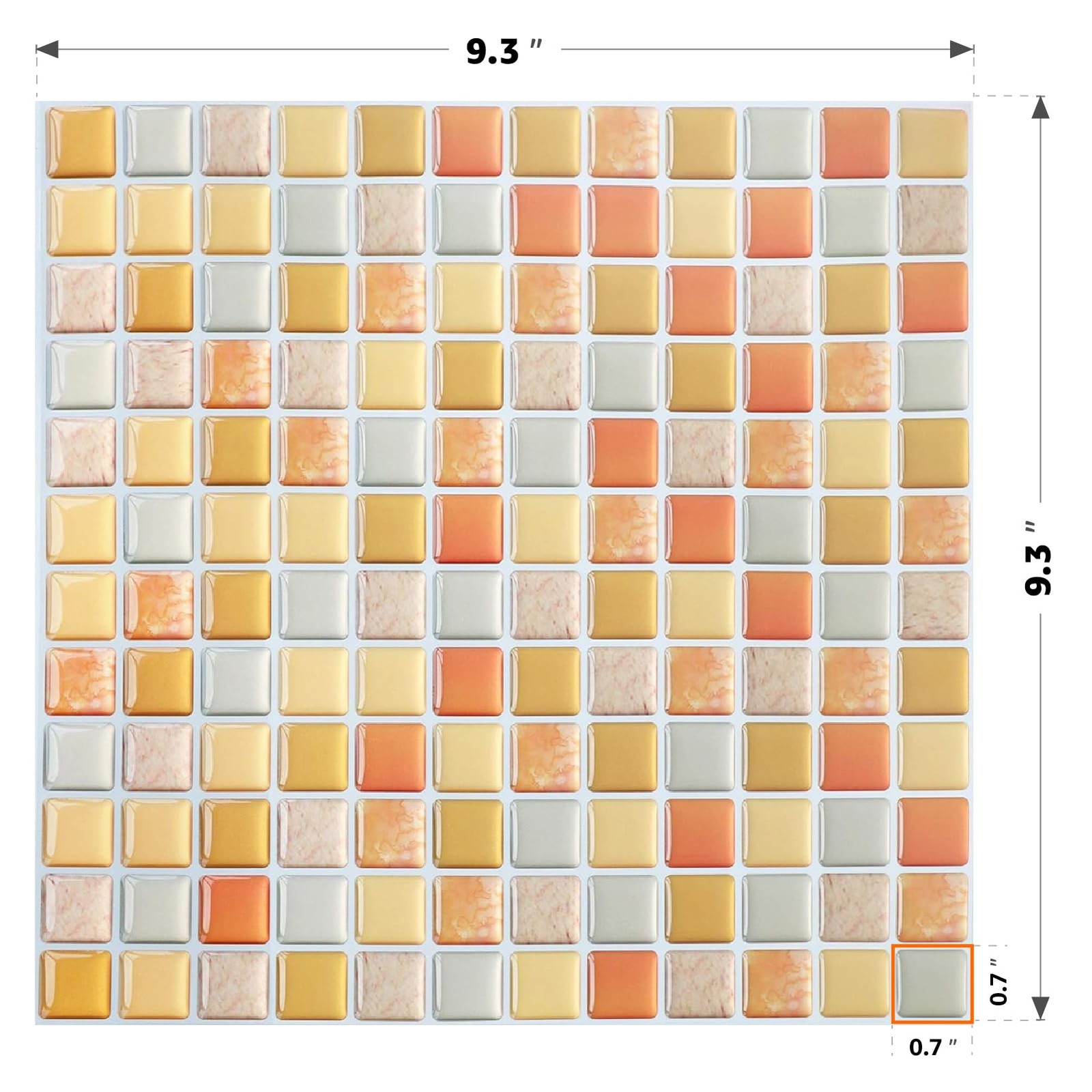 3D Mosaic Tile Sticker Removable Wallpaper Tile Yellow, 3D Self Adhesive Wall…