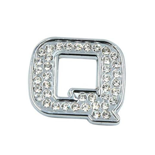 3D Silver Tone Chrome Metal Letter Q Shaped Car Emblem Sticker Decal