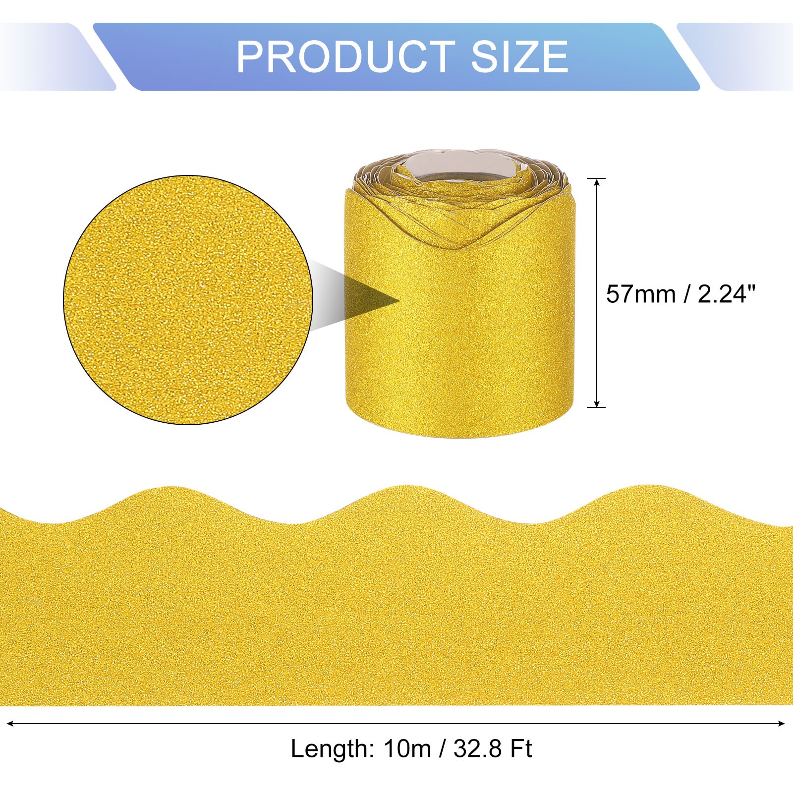 Bulletin Board Border, 32.8Ft x 2.24Inch Classroom Border Trim, Matte Yellow