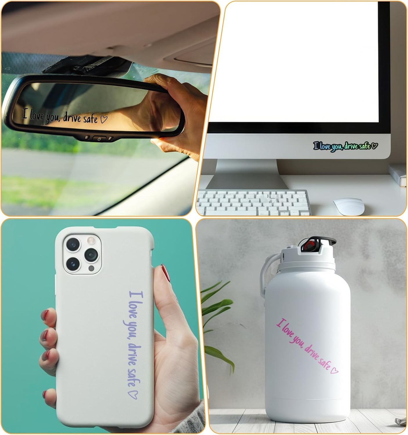 10PCS I Love You Drive Safe Car Mirror Stickers – Waterproof & Reusable