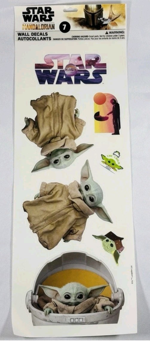 Star Wars The Mandalorian Baby Yoda Wall Decals Reusable Removable 2 Sheets