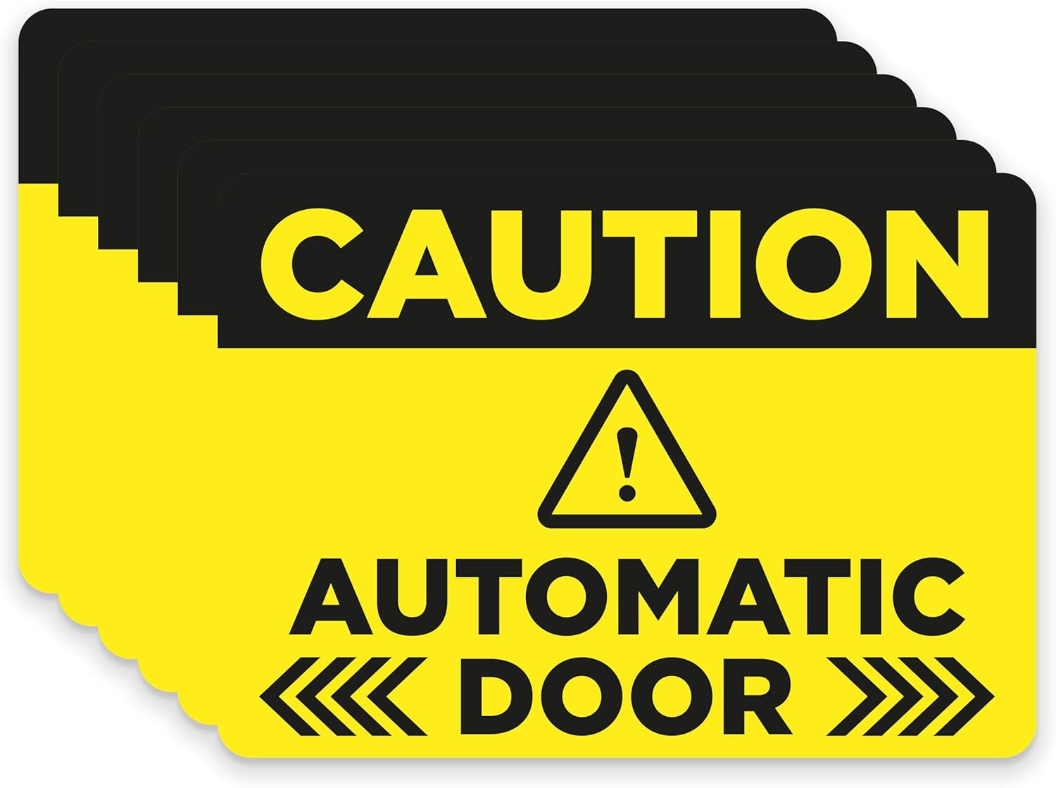 Caution Automatic Door Decals for Glass Door, 6 Pack 2.5"X3.5" Vinyl Decals Two-