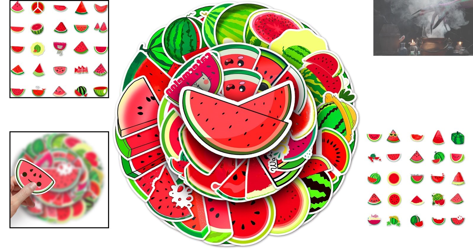 Exciting Watermelon Vinyl Sticker Pack – 50PCS for Water Bottles, Cars, & More