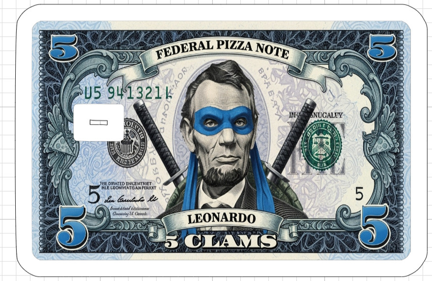 Teenage Mutant Ninja Turtles Credit Debit ATM Card Skin Sticker TMNT 5 Bill USA