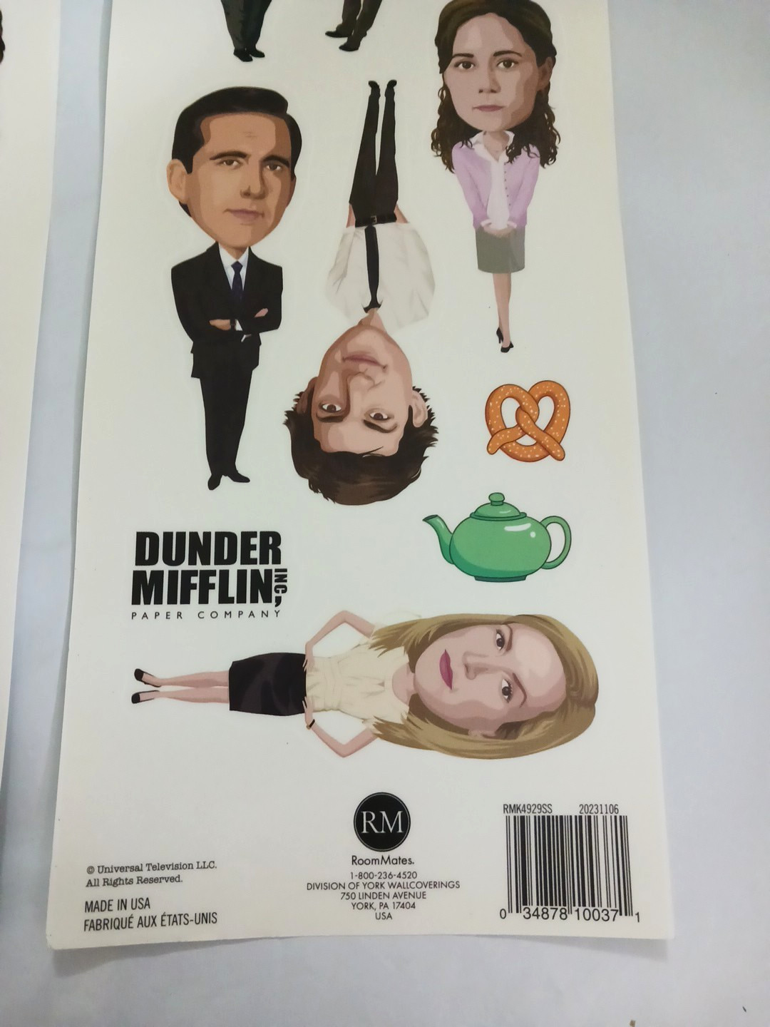 The Office Wall Decal Stickers. 5" tall people. tea pot, pretzel. 5 or more. New