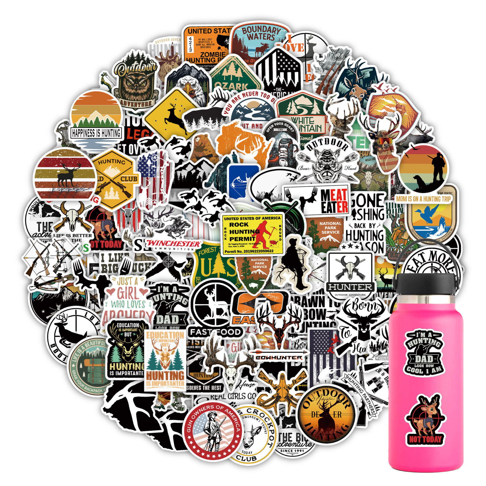 100Pcs Go Hunting Cartoon Sticker for Teens Girls Scrapbooking Water Bottles