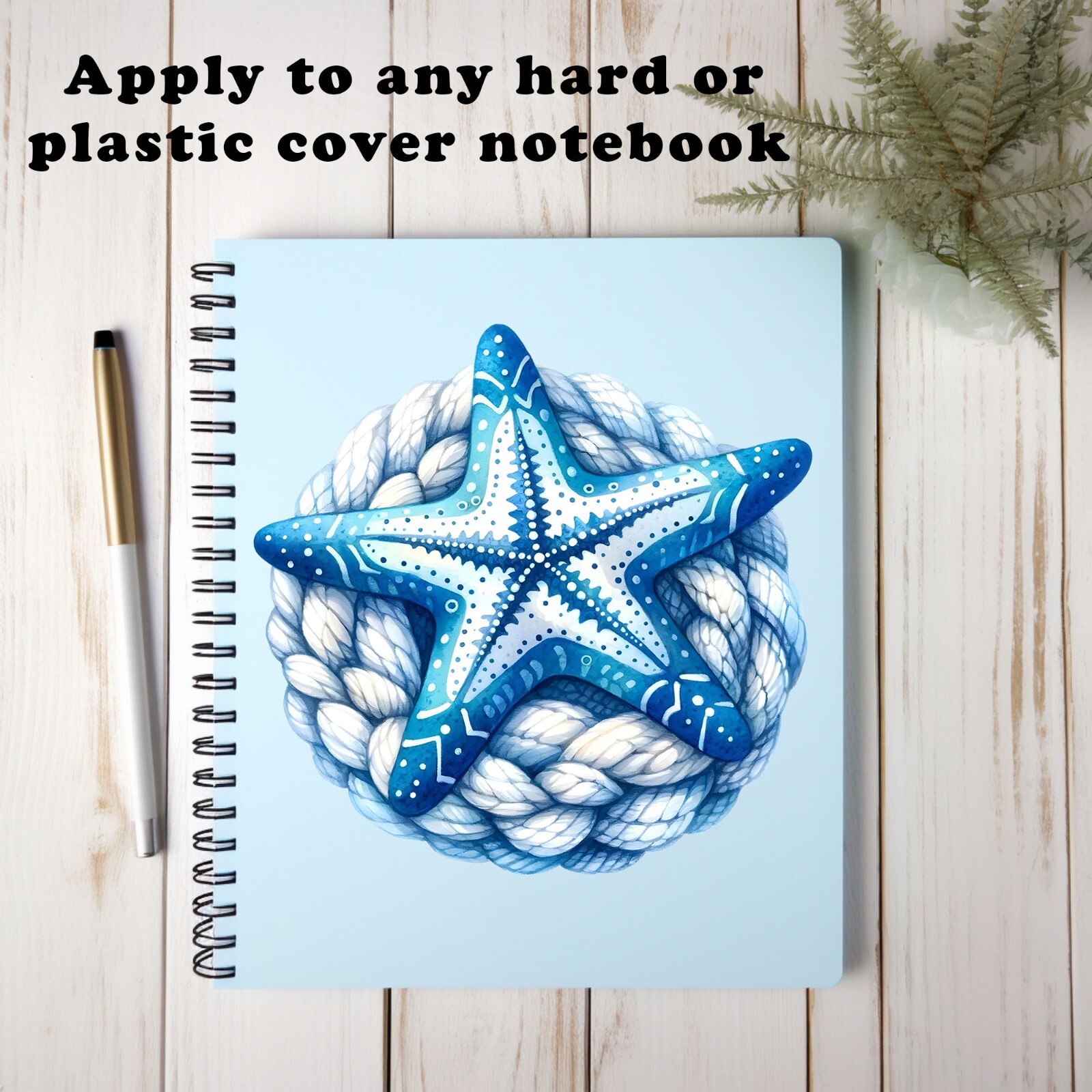 Blue and White Starfish and Rope Transparent Sticker / Decal